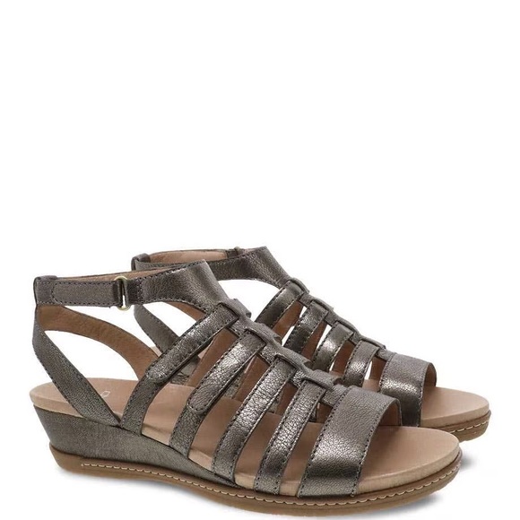 Dansko Shoes - Dansko Athena Pewter Nappa Leather Strappy Sandal Size EU 39 or US 8.5-9